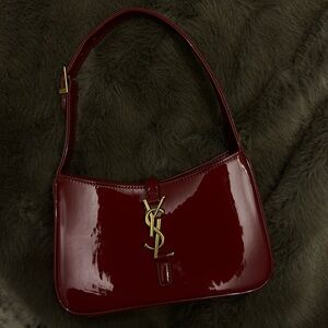 YSL Burgundy Patent Leather Shoulder Bag